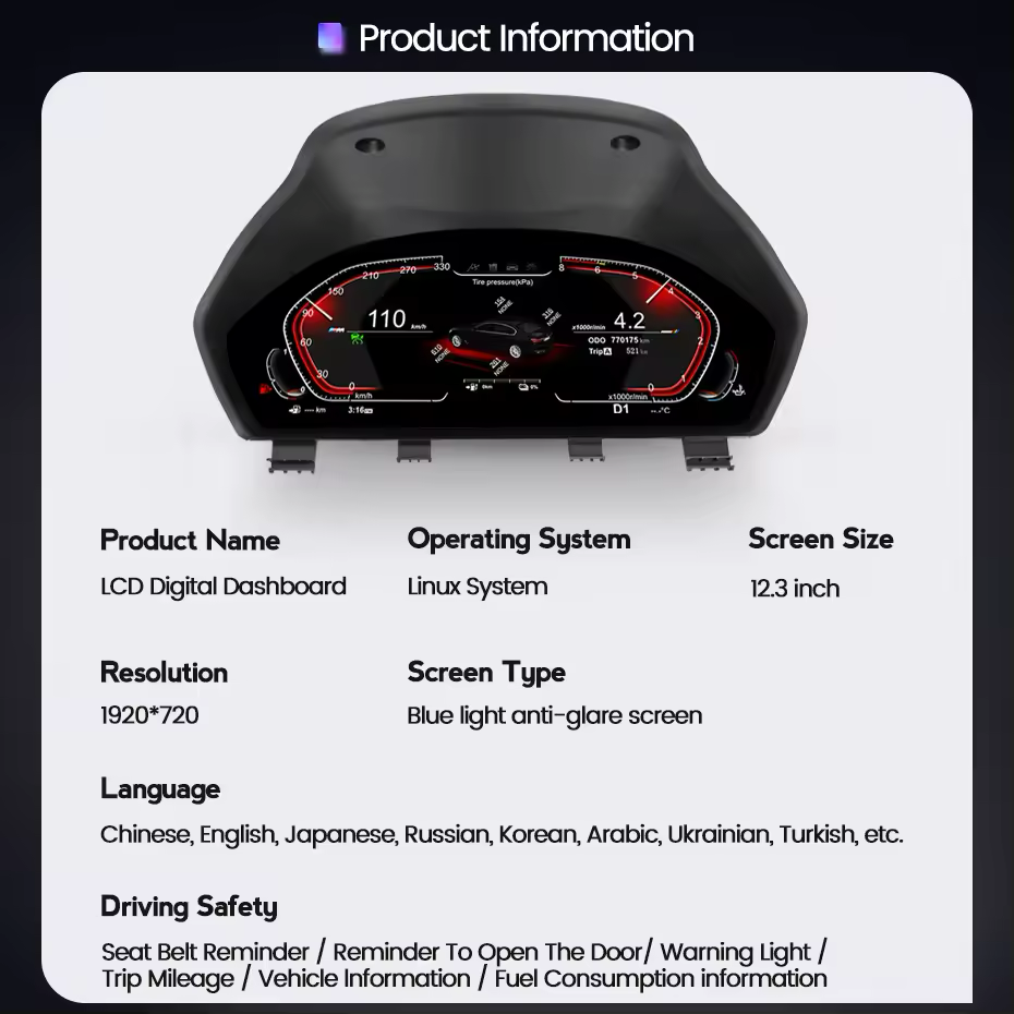 BMW 3 serie 4 serie instrument panel 12.3 tum